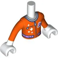 Minidoll Torso Boy with Reddish Orange Space Suit, Zipper, Dark Blue Trim Print, White Arms and Hands