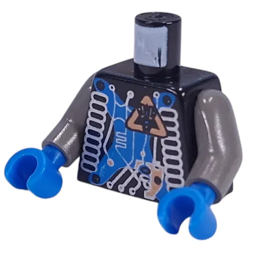 Torso Insectoids Blue X with Hose on Sides Print, Dark Gray Arms, Blue Hands