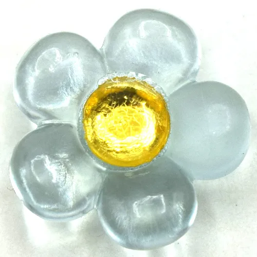 Clikits Icon, Flower 2 x 2 Small, 5 Petals with Pin [Polished] with Trans-Neon Yellow Center Facet Gem