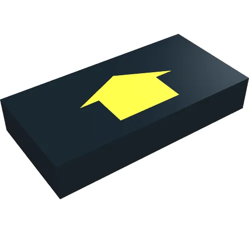 Tile 1 x 2 with Arrow Short Yellow without Black Border Print