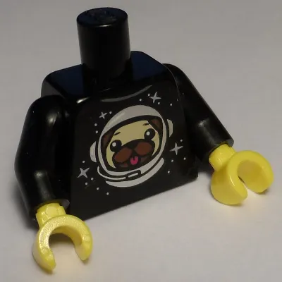 Torso with Dog Head and Space Helmet Print, Black Arms, Yellow Hands
