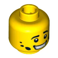 Minifig Head Mechanic, Eyebrows, White Pupils and Dirt Stains Print [Blocked Open Stud]