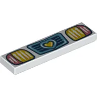 Tile 1 x 4 with Headlight, Medium Azure Grill, Yellow Heart print