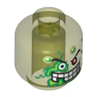 Minifig Head Dr D. Zaster / Slime Face, 1 Red Eye, White Teeth, Missing Tooth Print [Blocked Open Stud]