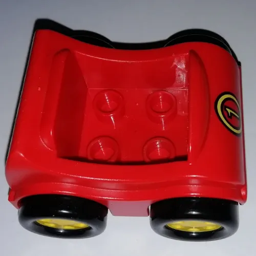 Duplo Car with Yellow Wheels and '1' Print