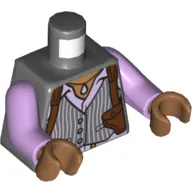 Torso Vest with White Pinstripes, Lavender Shirt and Reddish Brown Shoulder Holster Print (Barbara Gordon), Lavender Arms, Medium Nougat Hands