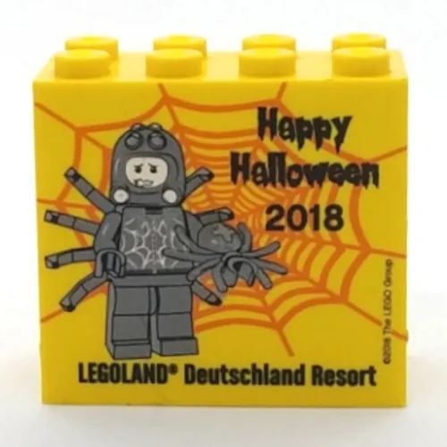 Brick 2 x 4 x 3 with 'LEGOLAND Deutschland Resort Happy Halloween 2018' Print