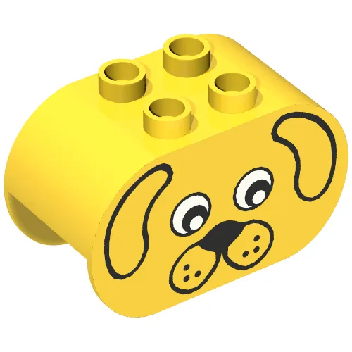Duplo Brick 2 x 4 x 2 Rounded Ends with Dog Face Print