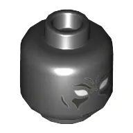 Minifig Head Black Panther, White Eyes, Silver Lines Print