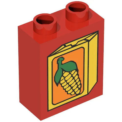 Duplo Brick 1 x 2 x 2 with Corn on Box Print