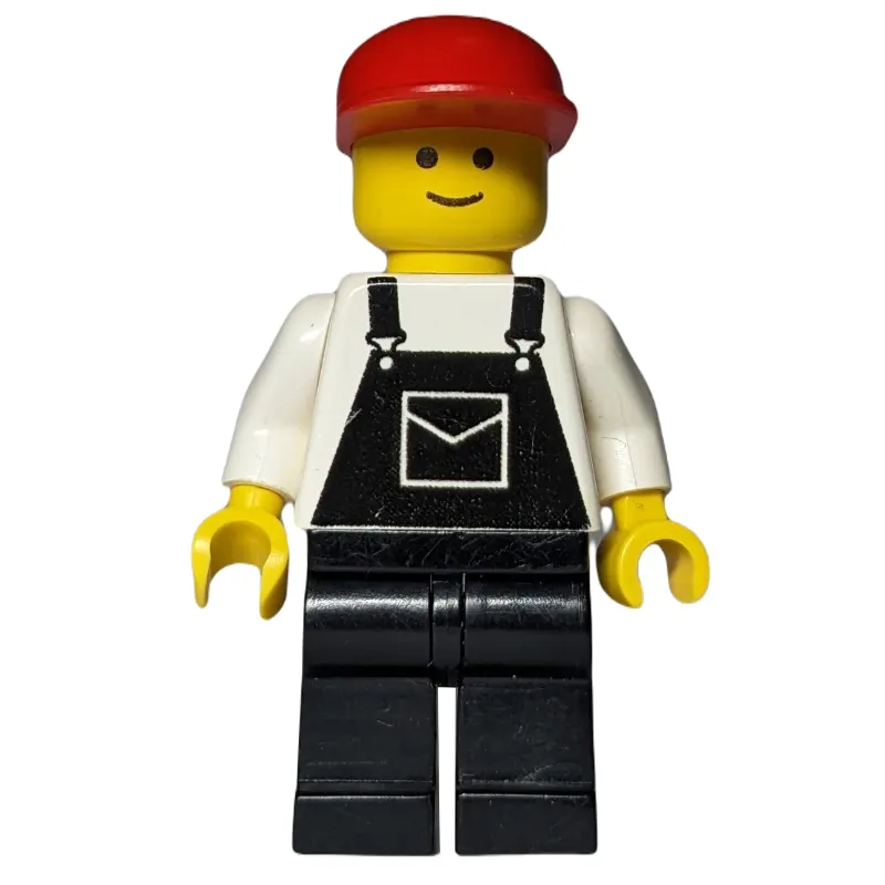 Man, Black Overalls, Red Cap (3626a Head)