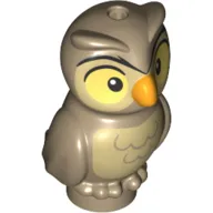 Animal, Bird, Owl Baby Tan Chest, Yellow Eyes, Orange Beak