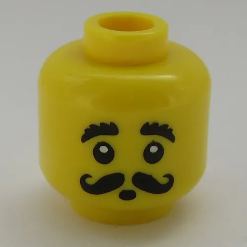 Minifig Head Snake Charmer, Moustache Curly, Bushy Eyebrows, Round Mouth Print [Hollow Stud]