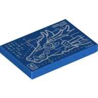 Tile 2 x 3 - White Dragon Head Blueprints Print