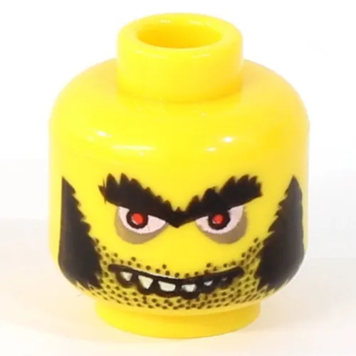 Minifig Head Mad Scientist, Sideburns and Evil Smirk / Glasses and Large Grin with Teeth Print