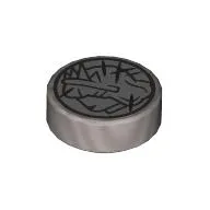 Tile Round 1 x 1 with Scratched Coin, Heads Print