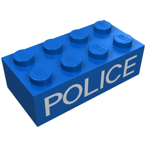 Brick 2 x 4 with White 'POLICE' Thin Print