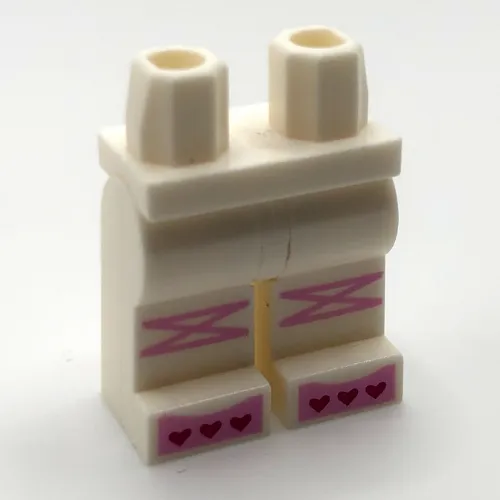 Hips and White Legs with Bright Pink Stripes, Shoes, Dark Pink Heart Toes Print