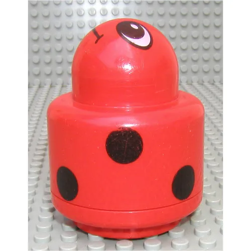 Primo Brick 1 x 1 with Round Rattle, Ladybug / Ladybird Print