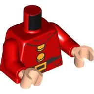 Torso, Black Belt, Bright Light Orange Belt Buckle, Buttons Print, Red Arms, Light Nougat Hands