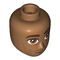 Minidoll Head Male, Reddish Brown Eyebrows, Eyes, Stubbled Beard