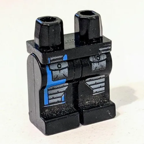 Hips and Black Legs with Gray Pockets and Blue Stripe Print