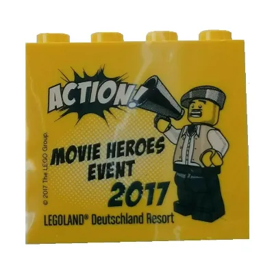 Brick 2 x 4 x 3 with 'LEGOLAND Deutschland Resort ACTION! MOVIE HEROES EVENT 2017' Print