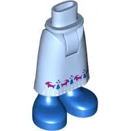Minidoll Hips and Skirt with Ankles with Magenta Goats, Blue Bells, White Dots, Blue Shoes Print