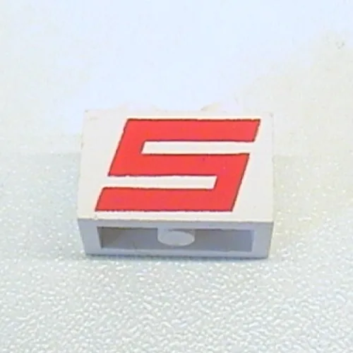 Brick 1 x 2 with Red Sterling 'S' Print