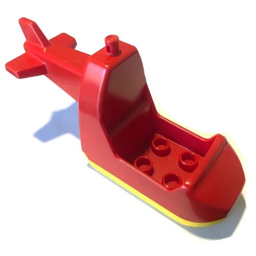 Duplo Helicopter Body without Skids with Green Base and 'POLICE' Print