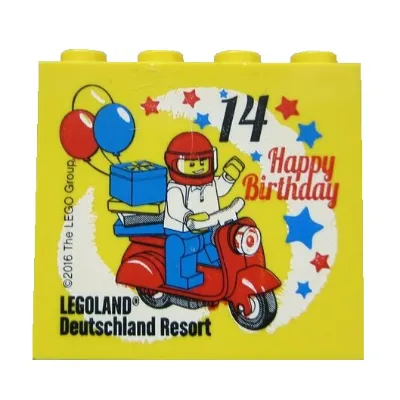 Brick 2 x 4 x 3 with 'LEGOLAND Deutschland Resort 14 Happy Birthday' Print