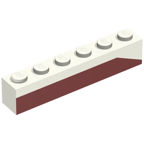 Brick 1 x 6 with Dark Red Bottom Stripe Slope Down at Right End Print - Set 611-2