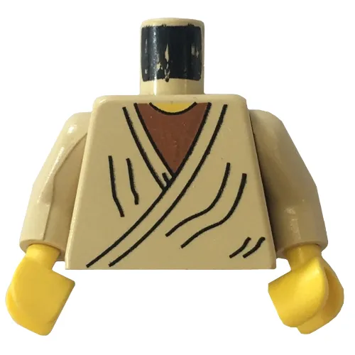 Torso Robe with Brown Undershirt and Yellow Neck Print (Old Obi-Wan), Tan Arms, Yellow Hands