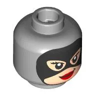 Minifig Head Catwoman, Black Mask, Light Nougat Face, Red Lips print