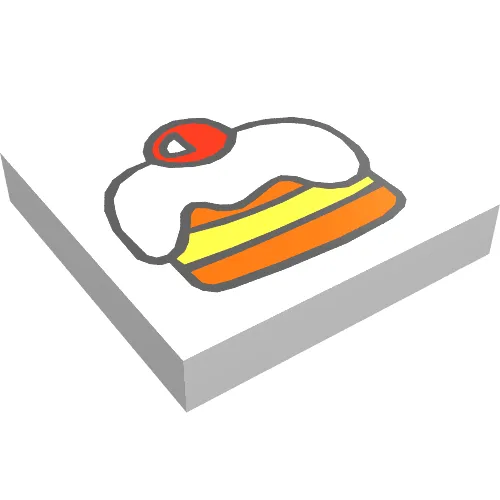 Tile 2 x 2 with Fabuland Cake, Icing and Red Cherry Print