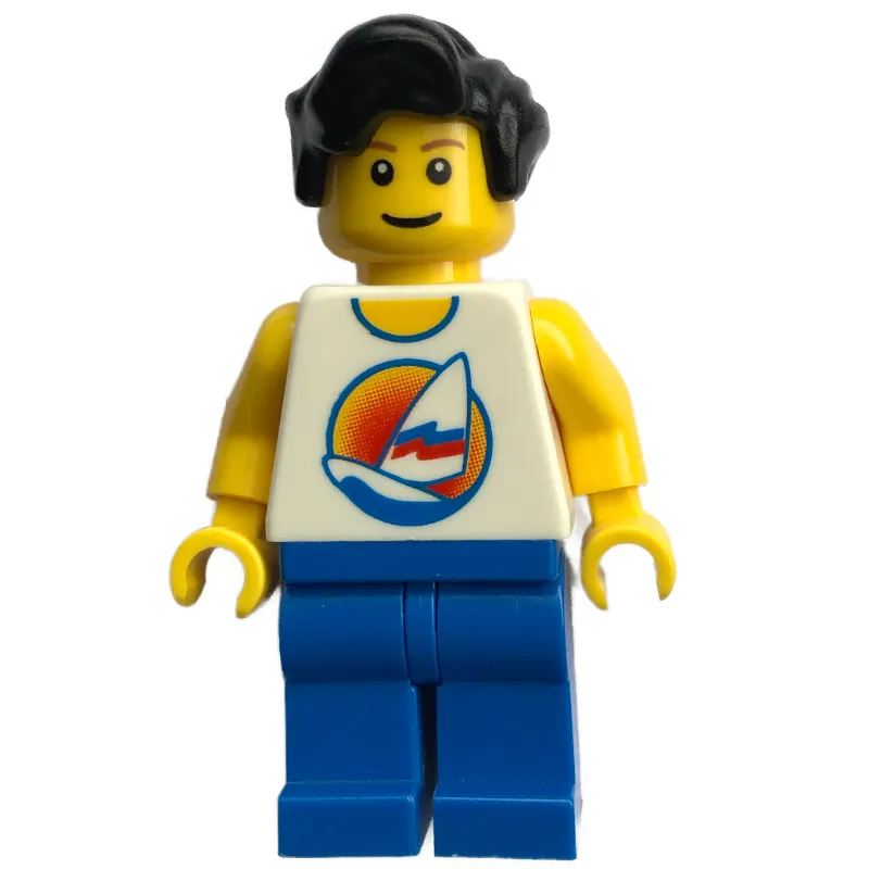 White Torso, Blue Legs, Black Hair