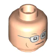 Minifig Head Newman, Glasses, Round Cheek Lines Print
