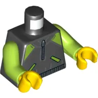 Torso Jacket with Lime Shoulders with Zipper and Lime Pockets Print, Lime Arms, Yellow Hands