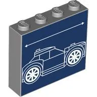 Brick 1 x 4 x 3 with White BluePrint Lines on Dark Blue Background Print