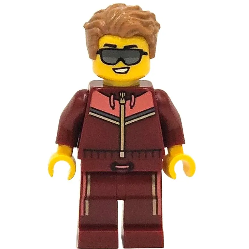 Man, Dark Red Tracksuit, Sunglasses