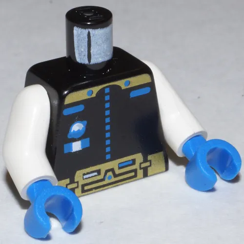 Torso Space Suit, Ice Planet Gold Print, White Arms, Blue Hands