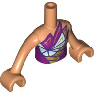 Minidoll Torso Girl with Magenta/Light Aqua/Gold Feathers Top, Nougat Arms