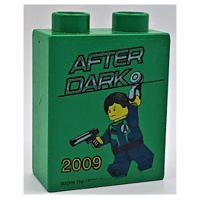 Duplo Brick 1 x 2 x 2, with Agents 'After Dark 2009 Legoland Windsor' Print