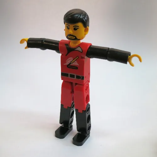 Technic Figure Red/Black Legs, Red Top, Black Hair [Fireman]