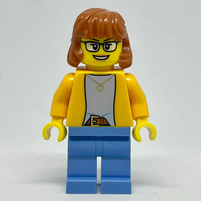 Woman, Bright Light Orange Torso, Medium Blue Legs, Long Dark Orange Hair