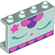 Panel 1 x 4 x 2 with Dark Pink Star, Dark Turquoise Eyes, Dark Purple Decorations print