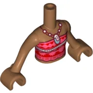 Minidoll Torso Girl with White Beads, Necklace with Shell Print, Medium Nougat Arms and Hands