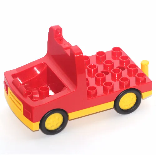 Duplo Truck with 4 x 4 Flatbed Plate, Yellow Base and Hubs