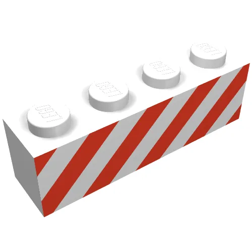 Brick 1 x 4 with Red Danger Stripes Print
