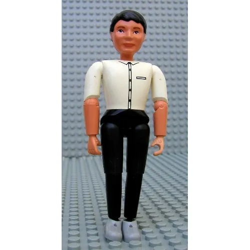 Belville Figure Articulated Elbows, Male, Black Hair, Black Pants, White Shirt